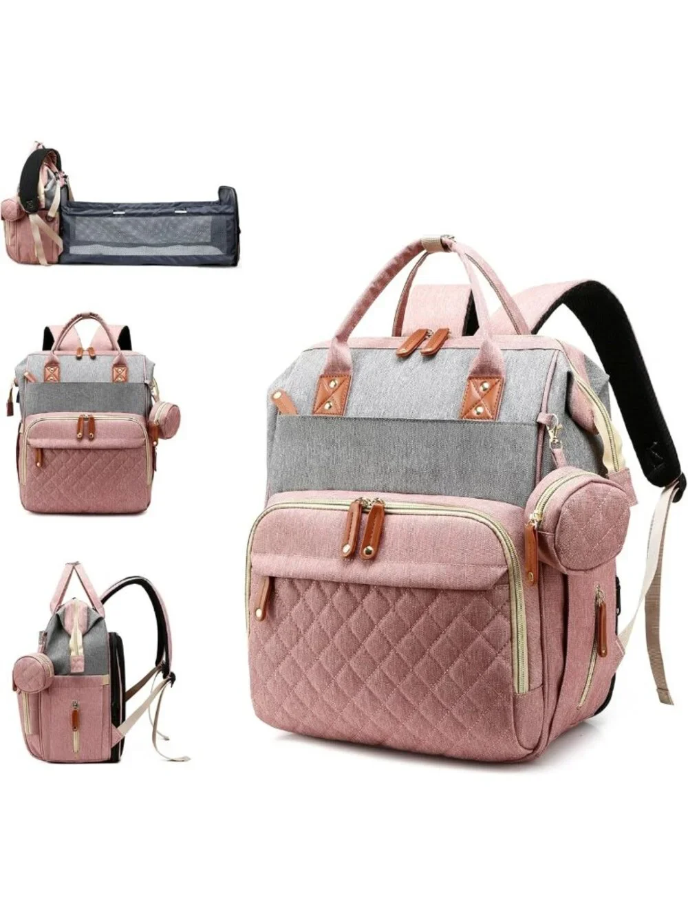 Stylish Diaper Bag Backpack with Changing Station, Waterproof, 18 Pockets, USB